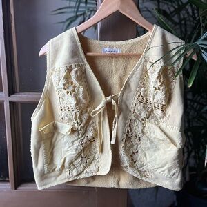 Free People 💛 Yellow Crochet Vest